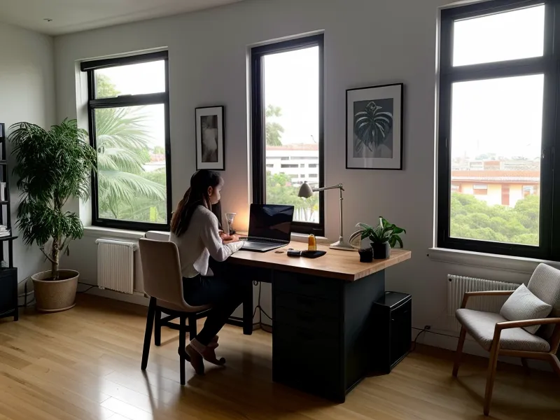 Pantalla de laptop con un módulo de empoderamiento femenino abierto en una noche de trabajo freelance