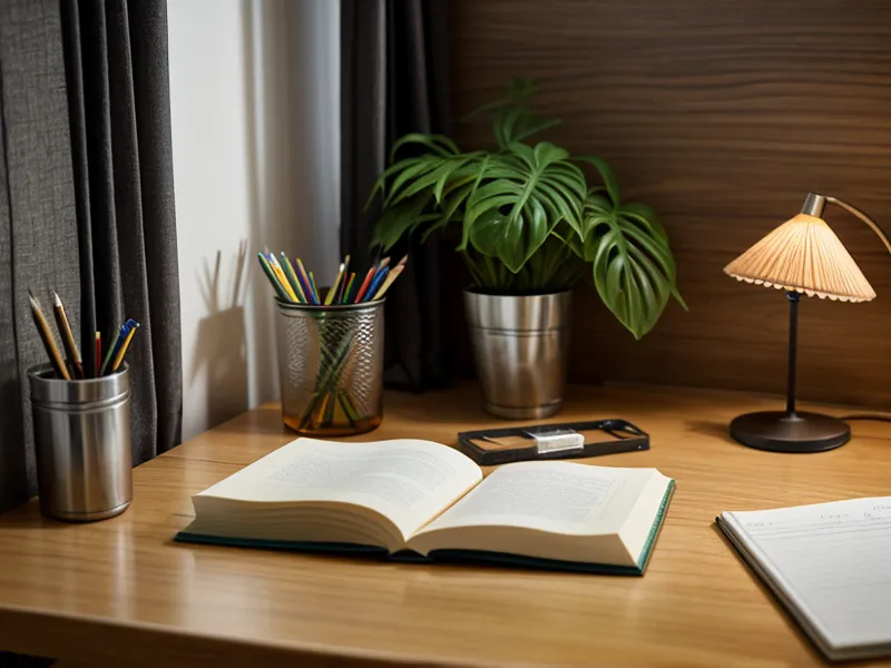 Mano de mujer apartando el trabajo freelance para escribir en su cuaderno de crecimiento personal y gestión del tiempo