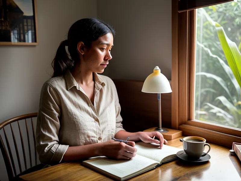 Aumentar la seguridad al presentar proyectos a clientes como freelance: diseñadora revisando una propuesta antes de enviarla